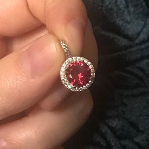 Ruby red halo pendant